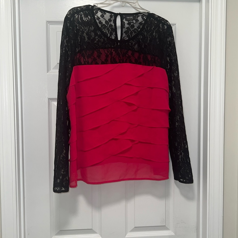 Nicole Miller Lace and Ruffles Blouse

F